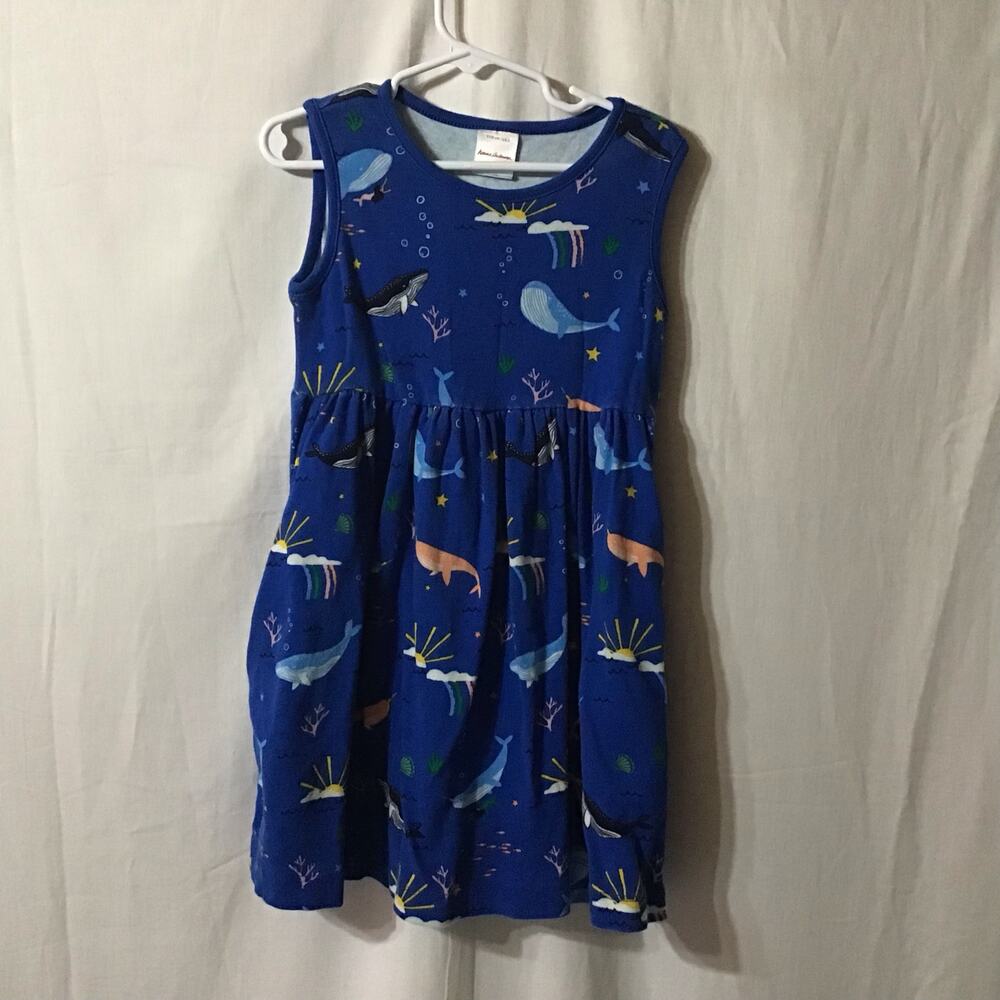 Hanna Andersson Blue Whale & Ocean Print Sleeveless Dress